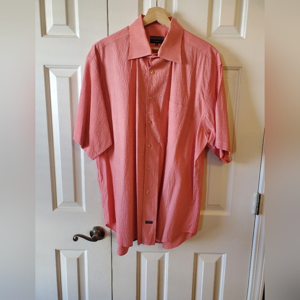 Robert Talbott Orange And Pink Button Down Short … - image 1
